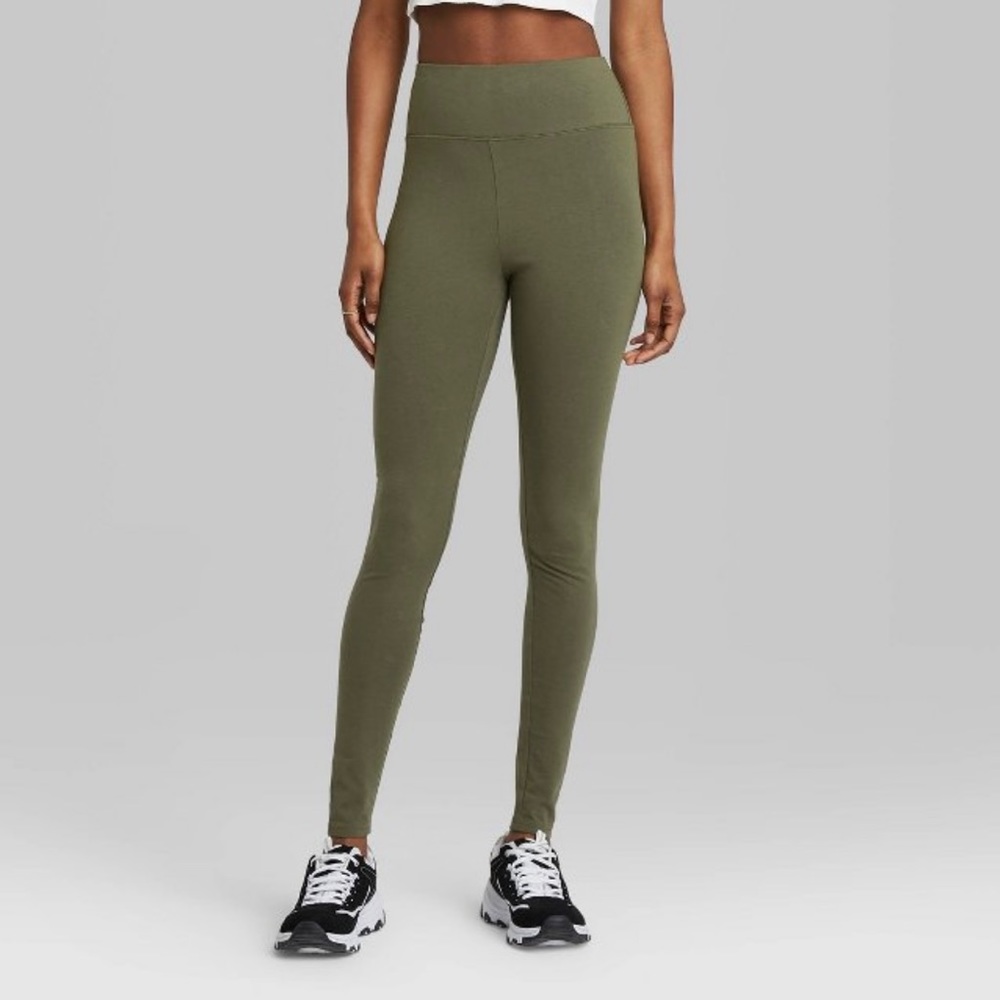 New Wild Fable Cotton High-Rise Classic Leggings Olive S NWT BCI